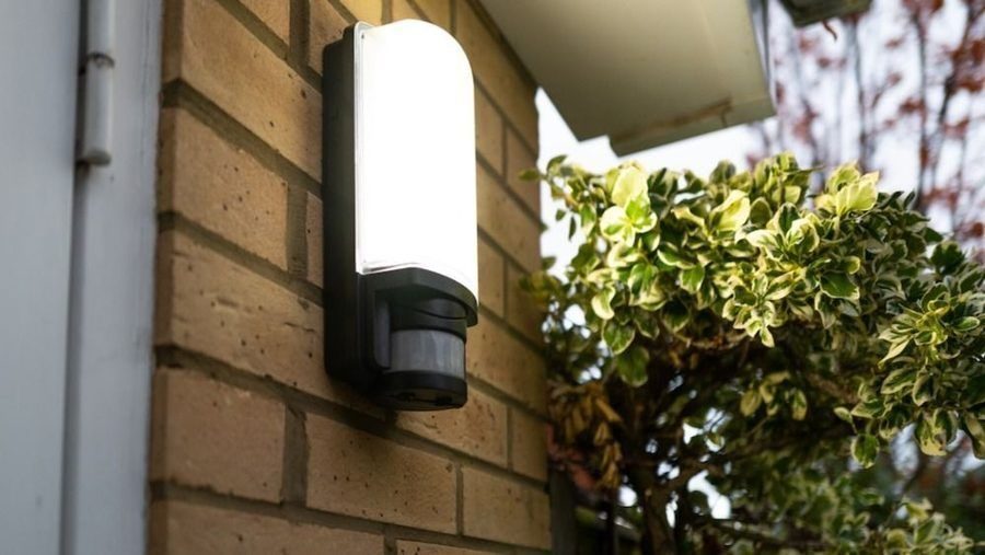 Outdoor lighting on the exterior of a home